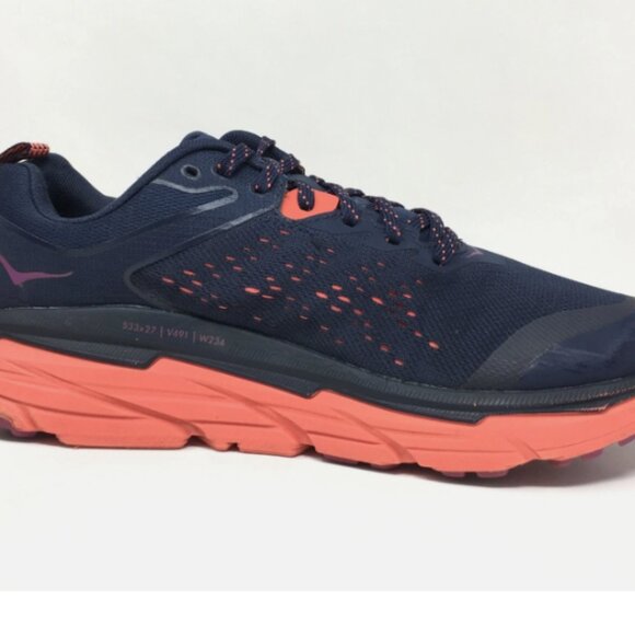 Hoka One One Navy Pink ATR6 Athletic Running Shoes Trail Comfort 8 Women's Wide - Picture 4 of 5
